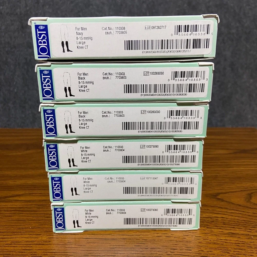 Jobst for Men Support Compression Socks 8-15 mmHg Large 6 Lot Black White Navy